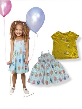 Garanimals Light Blue Ice Cream & Popsicle Dress with Carters bee Yellow Tee 5T